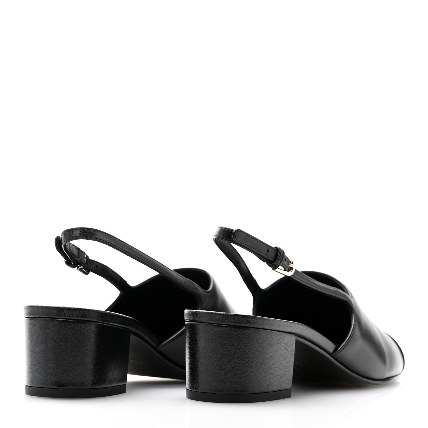Goatskin Grosgrain Cap Toe CC Slingback Pumps 38.5 Black