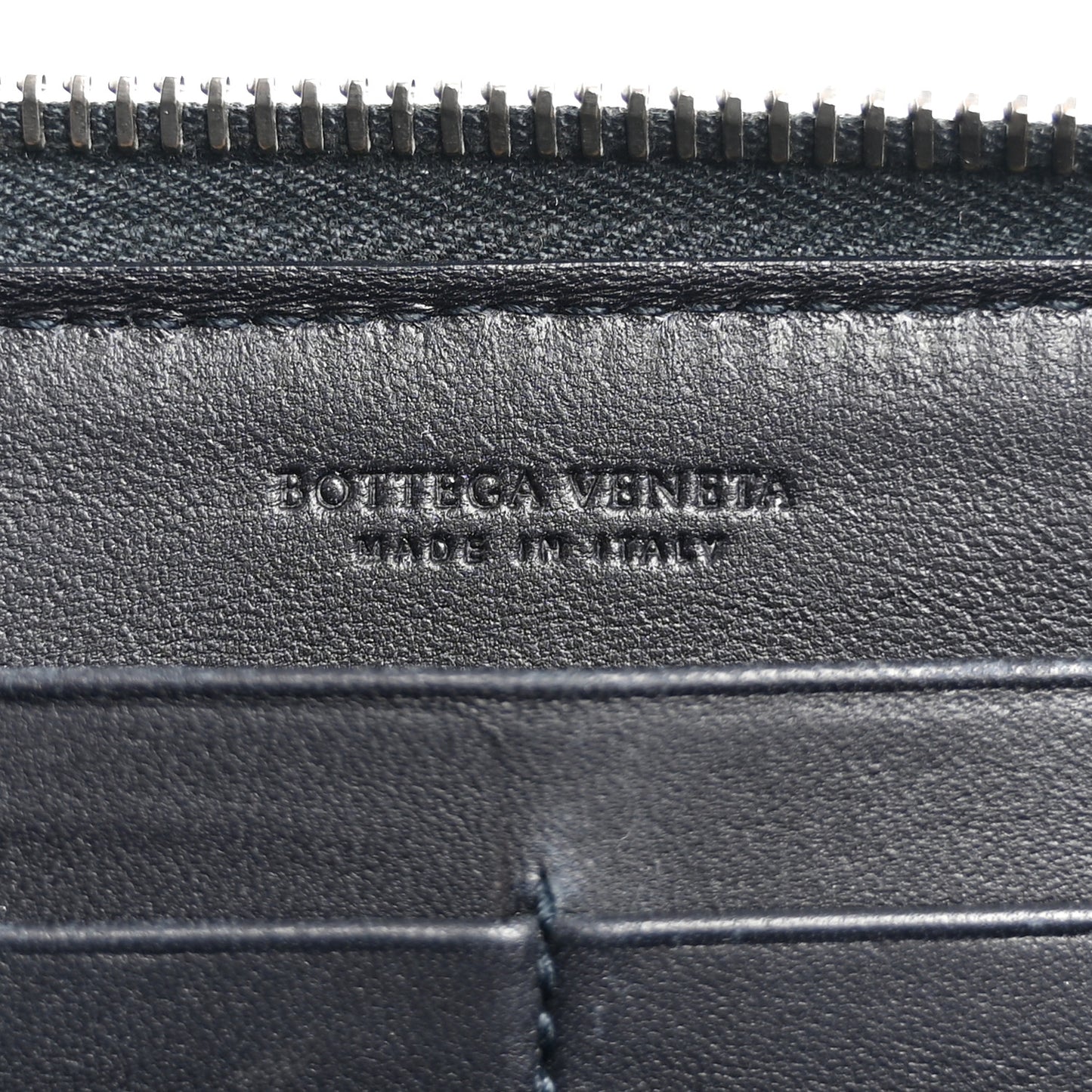 Nappa Intrecciato Zip Around Wallet Blue