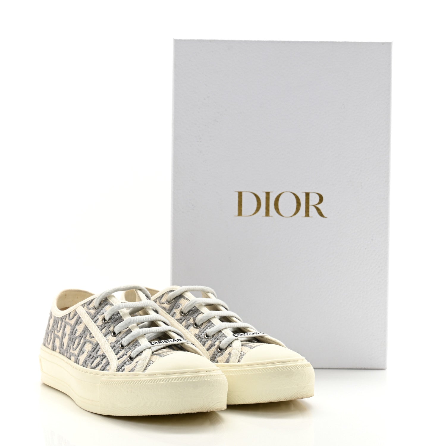 Christian Dior Canvas Oblique Walk'N'Dior Low Top Sneakers 38 Grey Stone 12 of 12