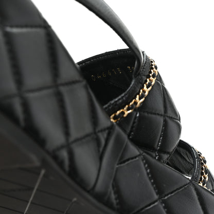 Chanel Shiny Lambskin Quilted Chain Around CC Platform Sandals 39 Black 9 of 10