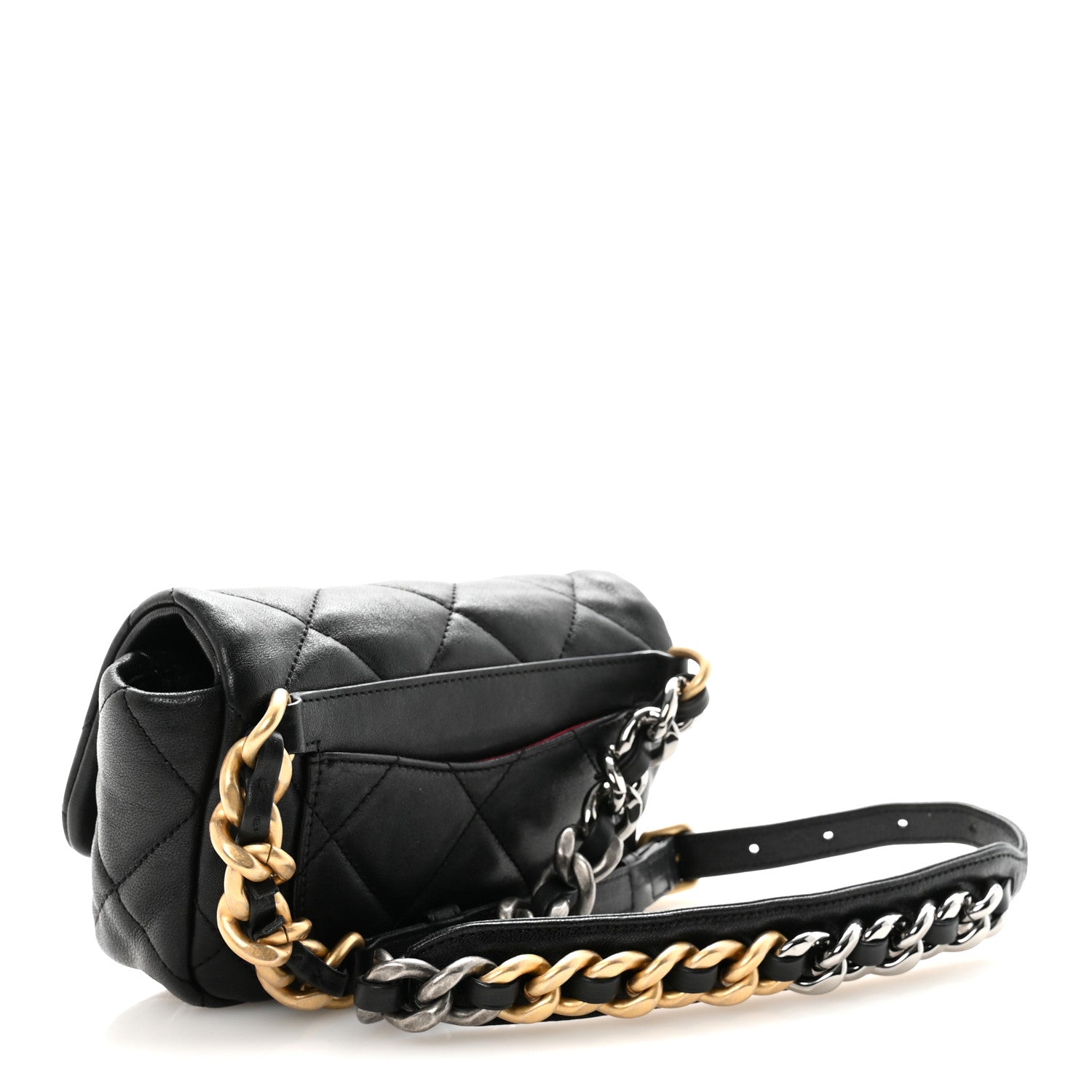 Chanel Goatskin Quilted Chanel 19 Waist Bag Black 3 of 10