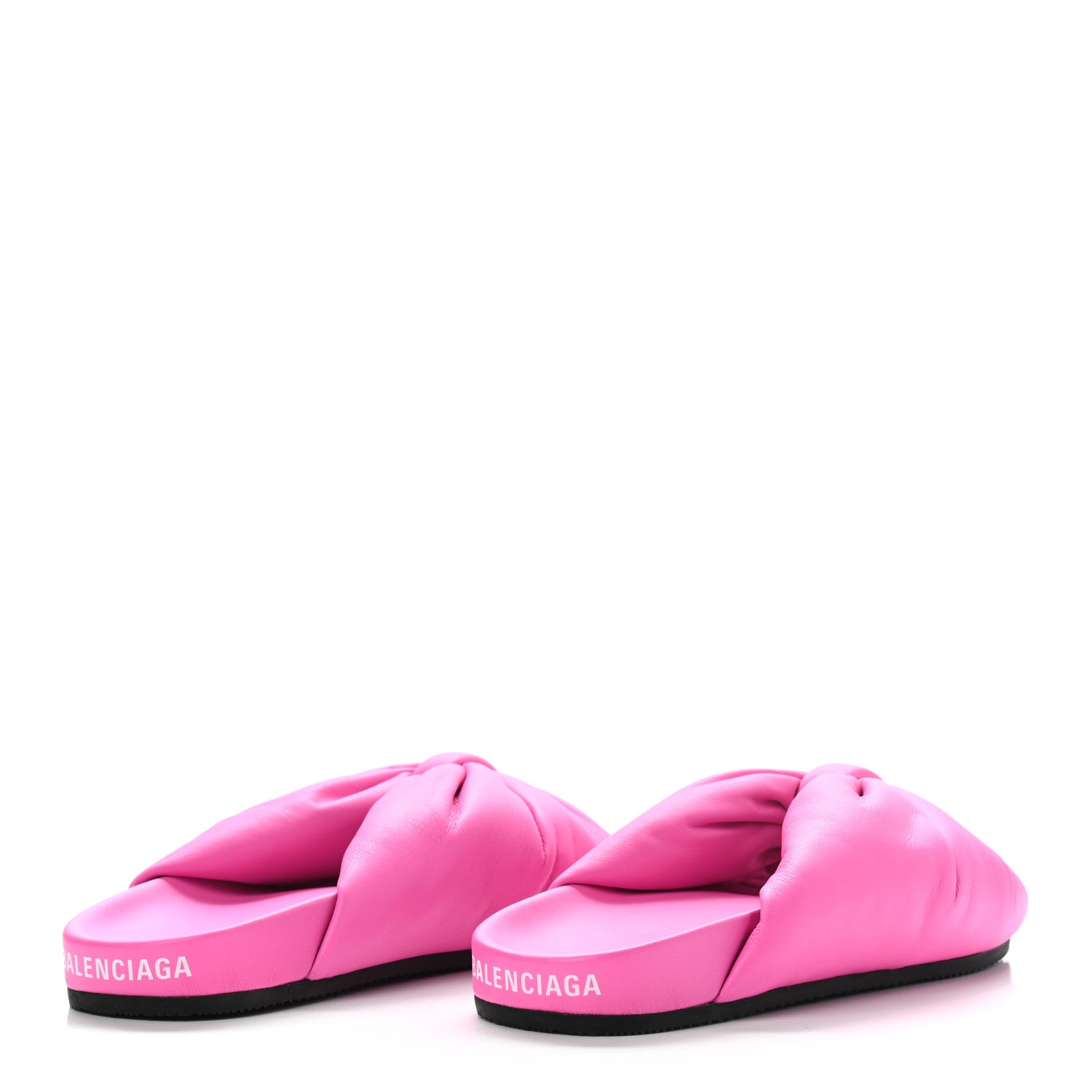 Balenciaga Smooth Nappa Logo Puffy Slide Sandals 37 Fluo Pink White 4 of 6