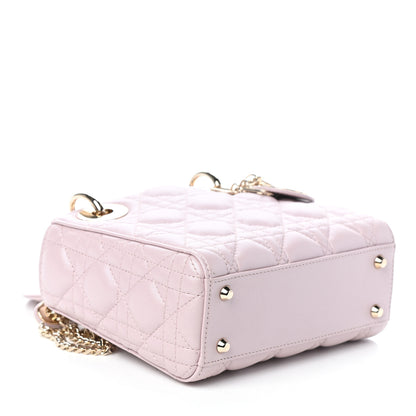 Christian Dior Metallic Lambskin Cannage Mini Lady Dior Lotus 8 of 17