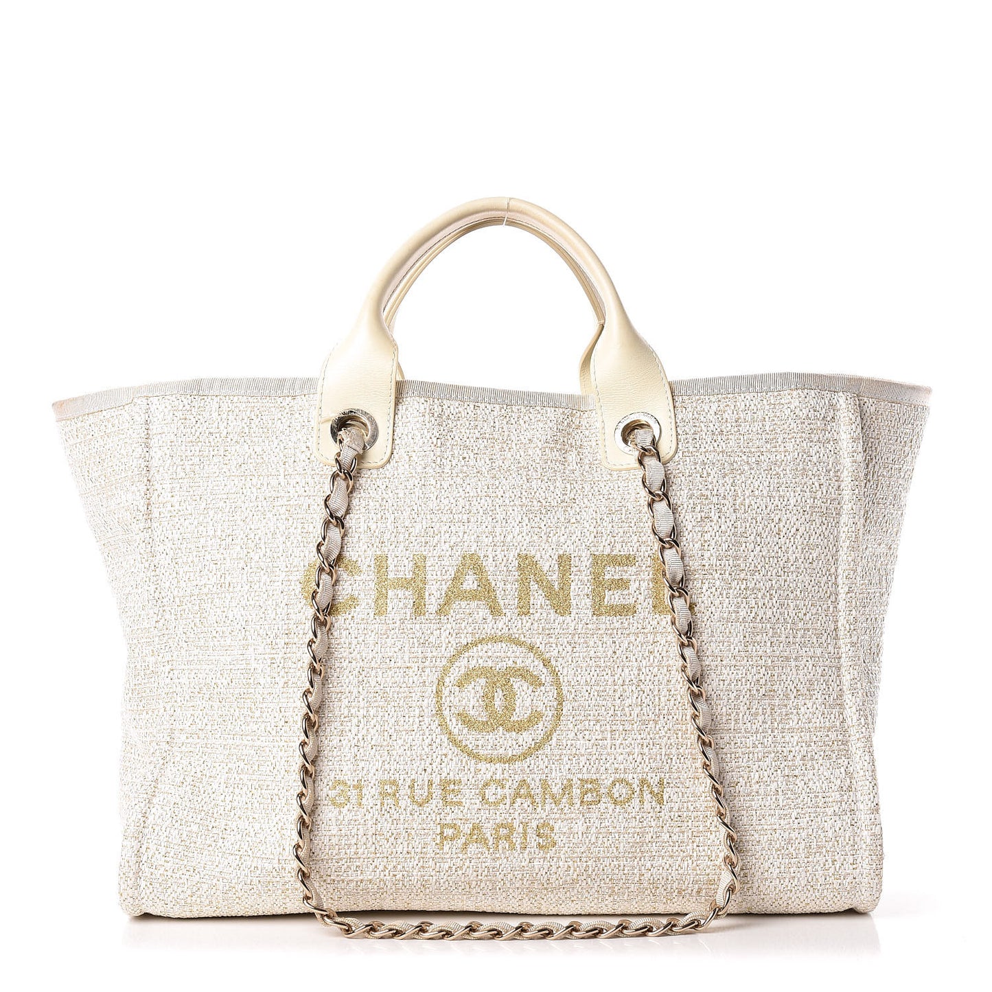 Canvas Large Deauville Tote Ivory