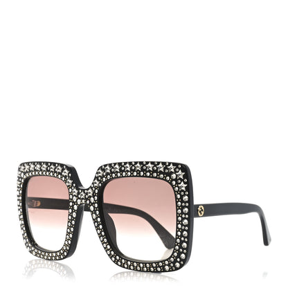 Gucci Acetate Crystal Oversize Sunglasses GG0148S Black 1 of 7