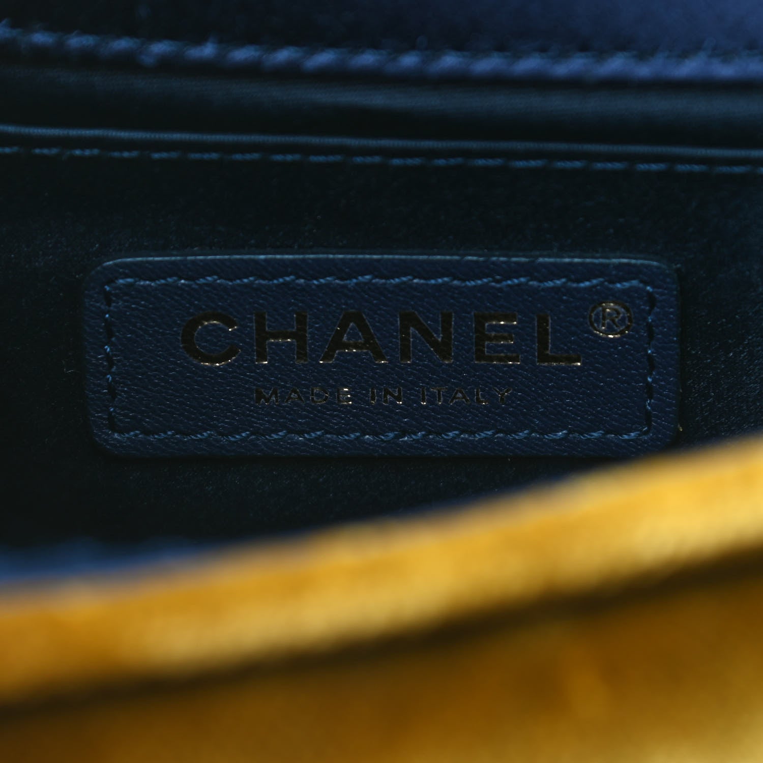 Chanel Velvet Quilted Small Camellia Flap Navy Yellow Charcoal 6 of 9