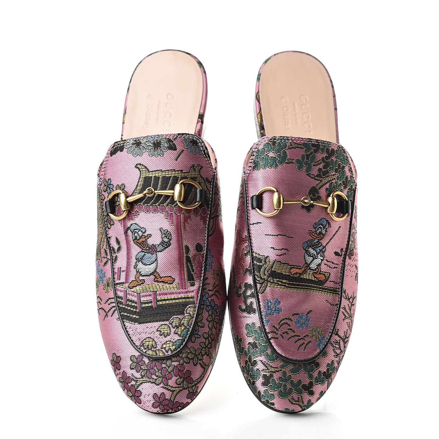 X DISNEY Jacquard Japanese Donald Duck Womens Princetown Slippers 39 Pink Black