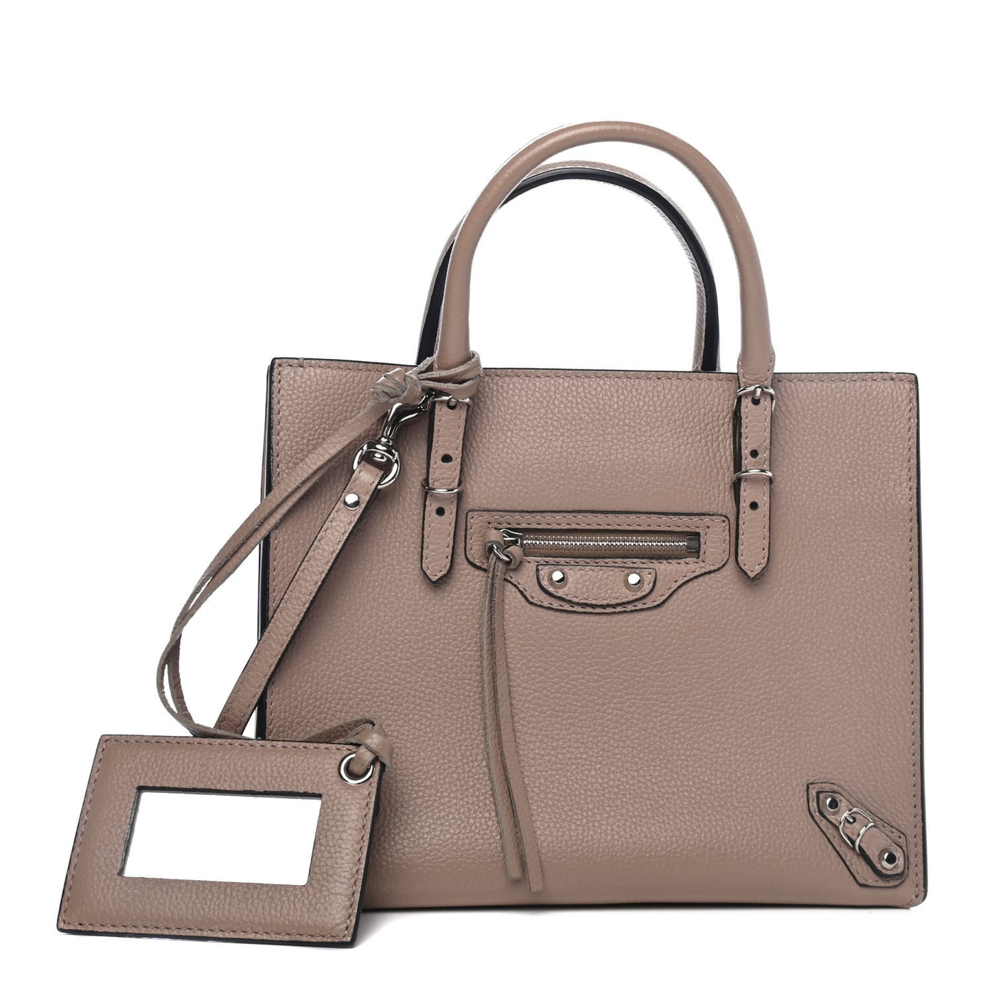 Grained Calfskin Papier Mini A4 Zip Around Tote Beige