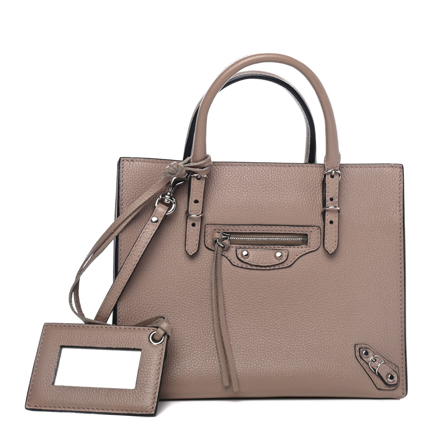 Balenciaga Grained Calfskin Papier Mini A4 Zip Around Tote Beige 1 of 4