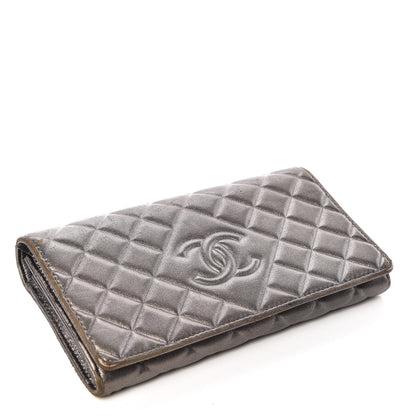 Chanel Calfskin Quilted Large Diamond CC Flap Wallet Dark Silver 4 of 19
