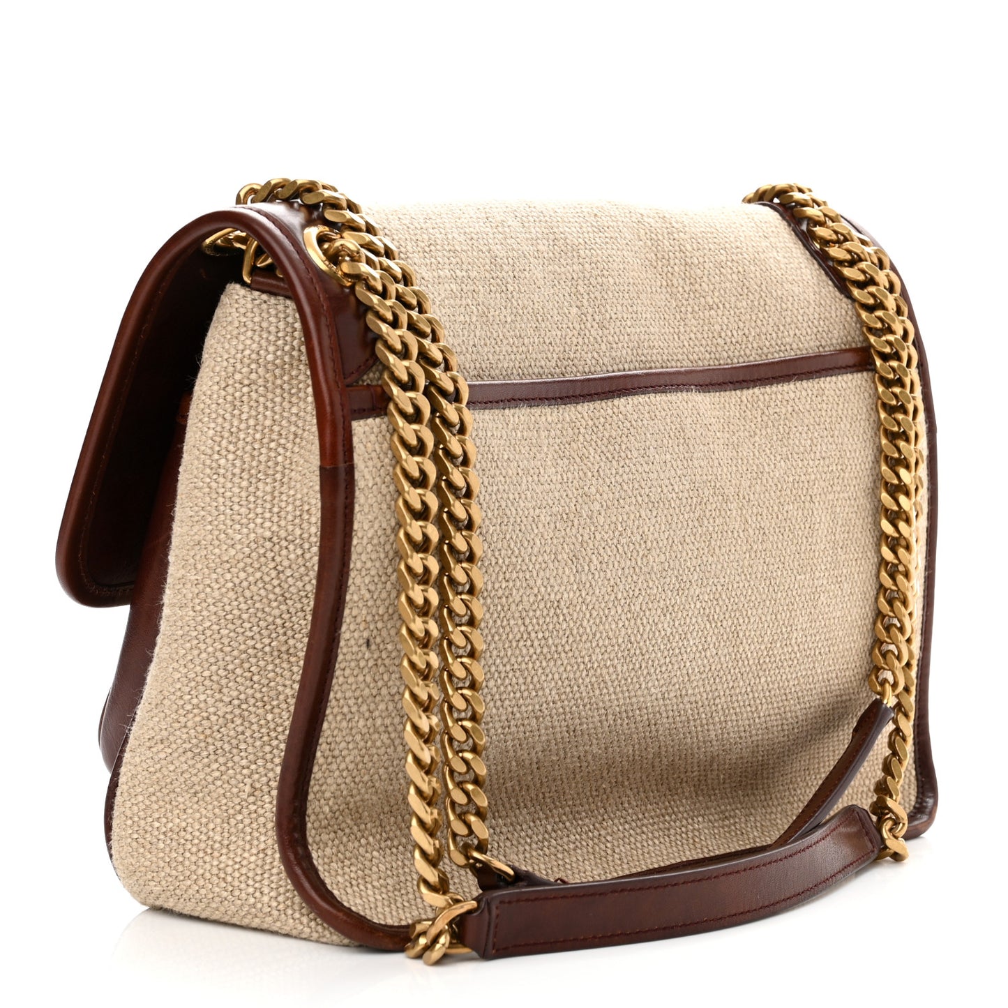 Cotton Canvas Vintage Calfskin Monogram Medium Niki Chain Satchel Natural Chocolate