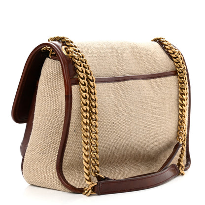 Saint Laurent Cotton Canvas Vintage Calfskin Monogram Medium Niki Chain Satchel Natural Chocolate 3 of 11