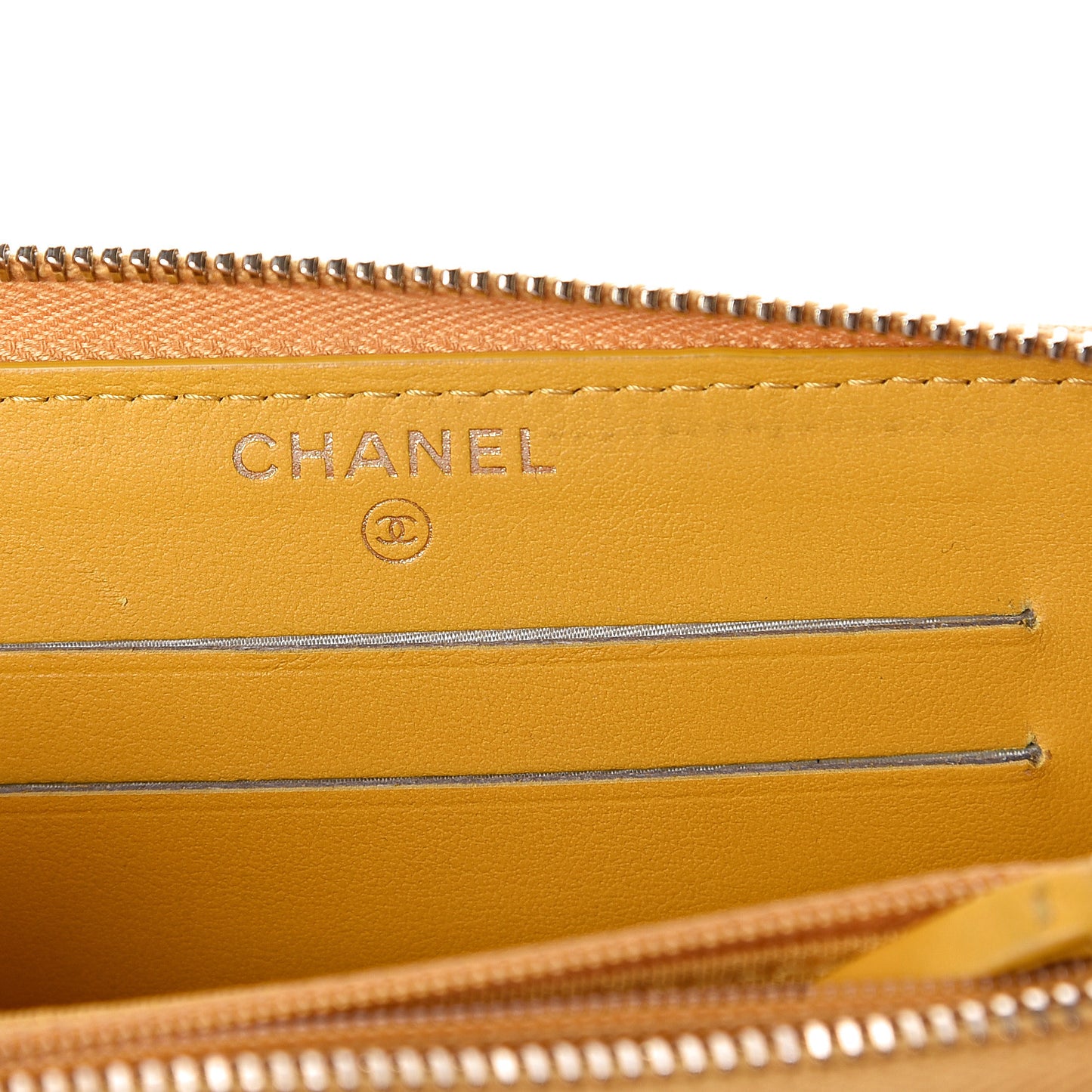 Caviar Quilted Medium Zip Around Wallet Yellow
