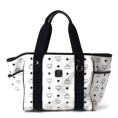 MCM Visetos Tote White Black 2 of 16