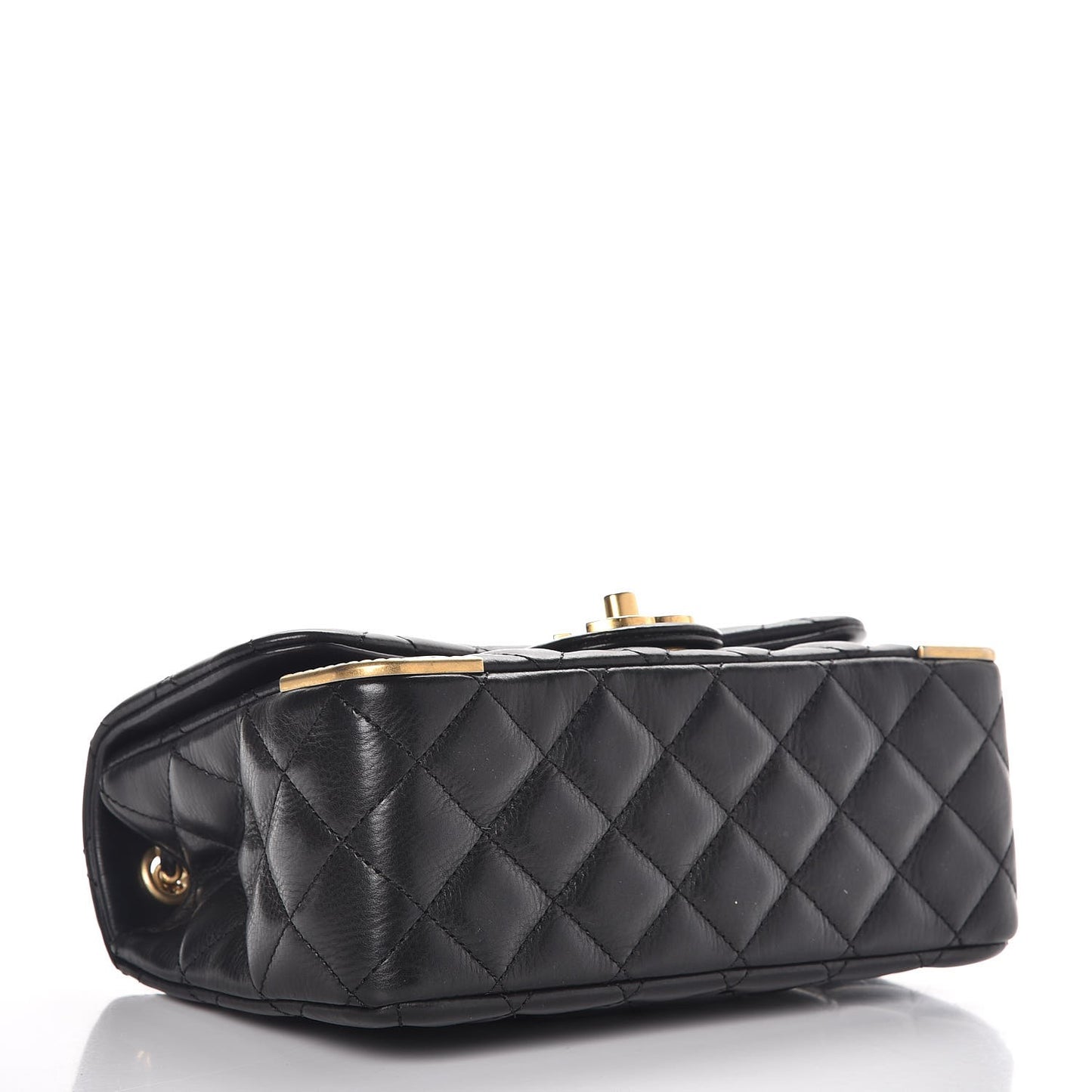 Calfskin Quilted Mini Rock The Corner Flap Black