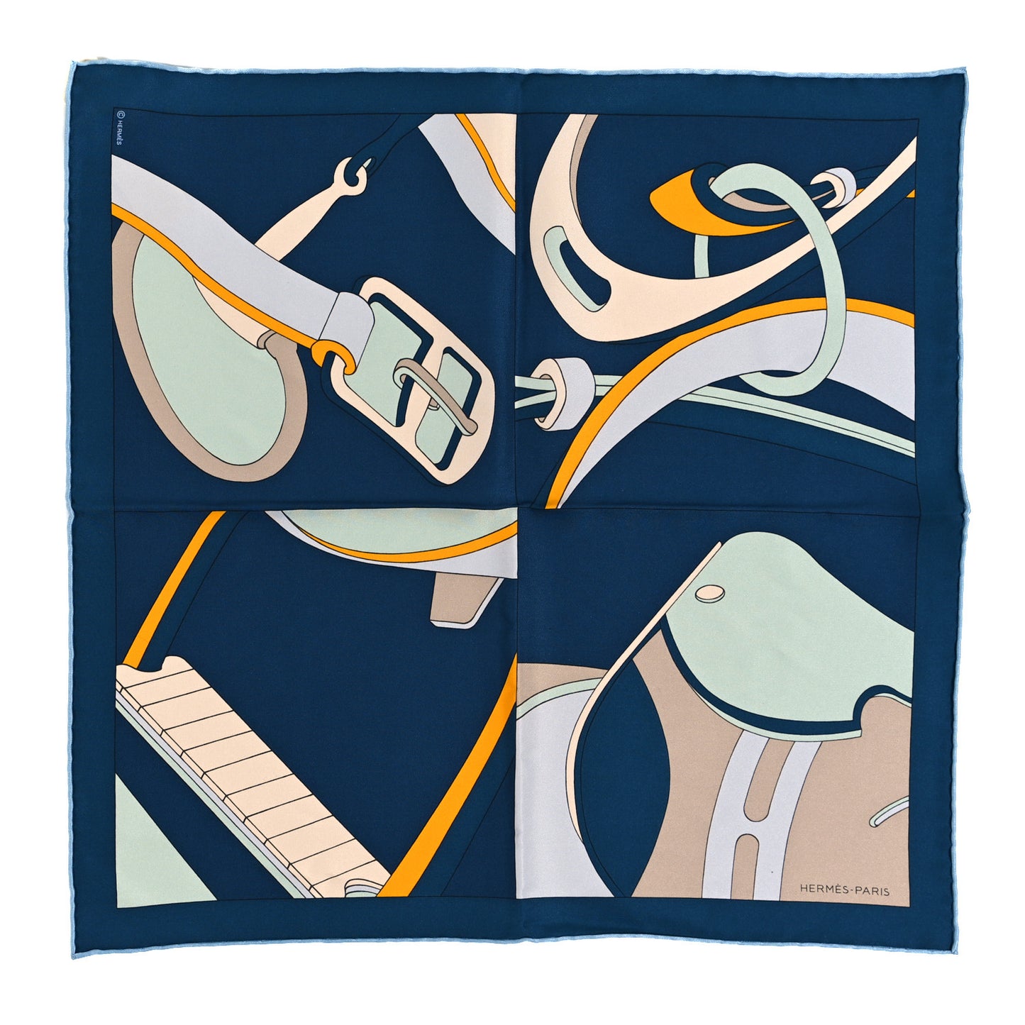 Silk Selle En Desordre Pocket Square Marine Aqua Jaune