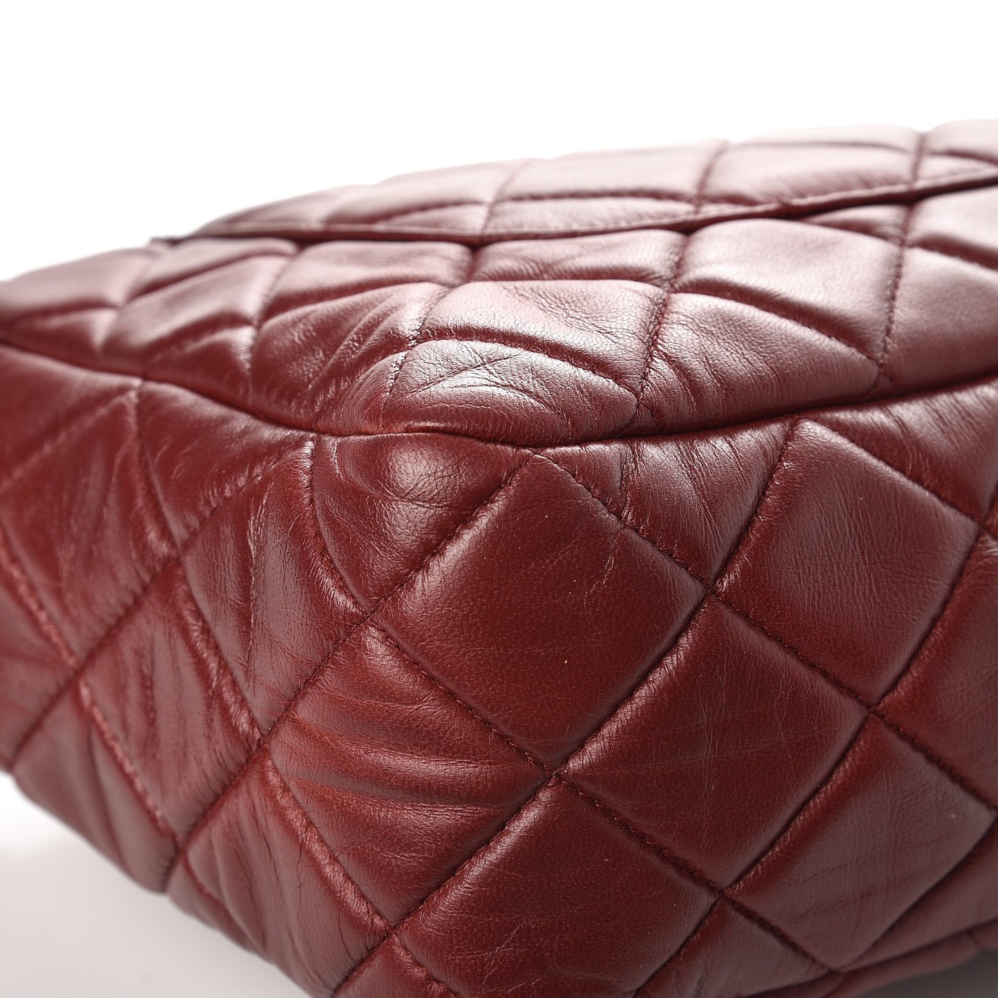 Lambskin Quilted Jumbo Single Flap Dark Red