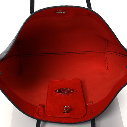 Fendi Cuoio Romano Selleria Bi-Color Carla Shopping Tote Asfalto Papavero 5 of 9