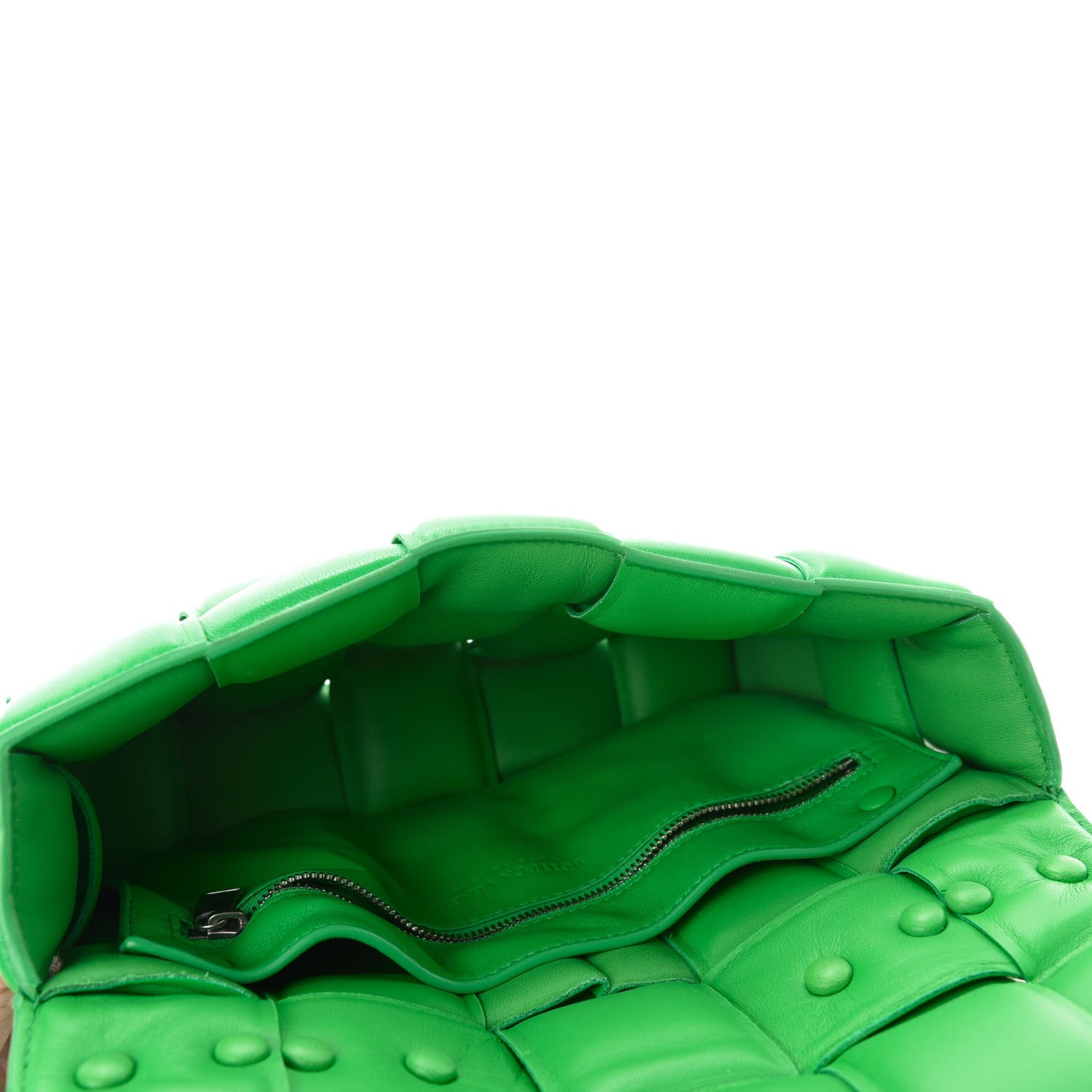 Lambskin Maxi Intreccio Padded Chain Cassette Crossbody Bag Grass