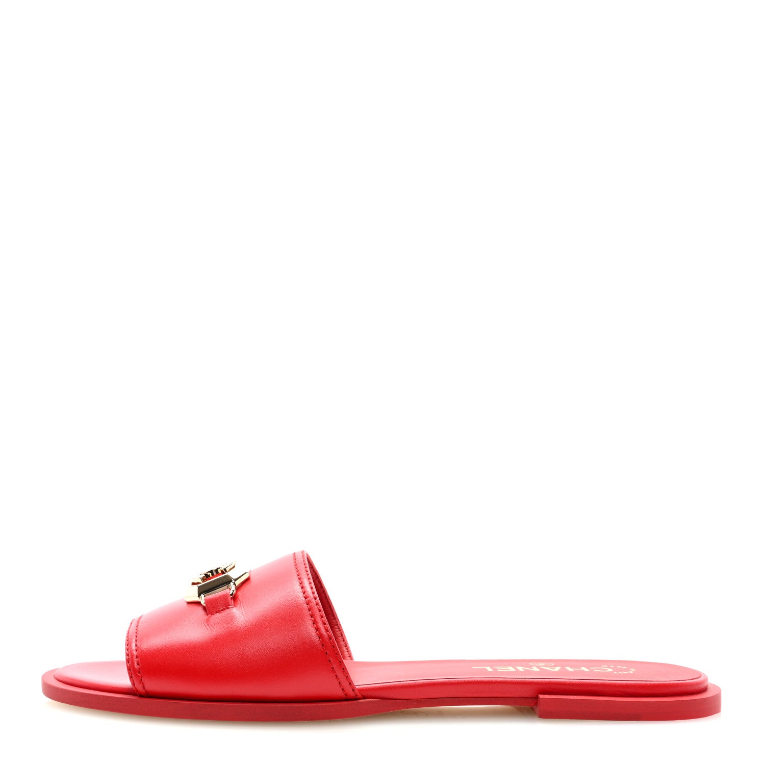 Chanel Shiny Calfskin CC Mules 40 Red 1 of 8