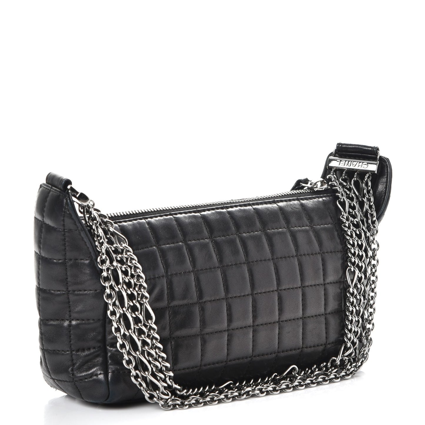 Lambskin Quilted Chocolate Bar Shoulder Bag Black