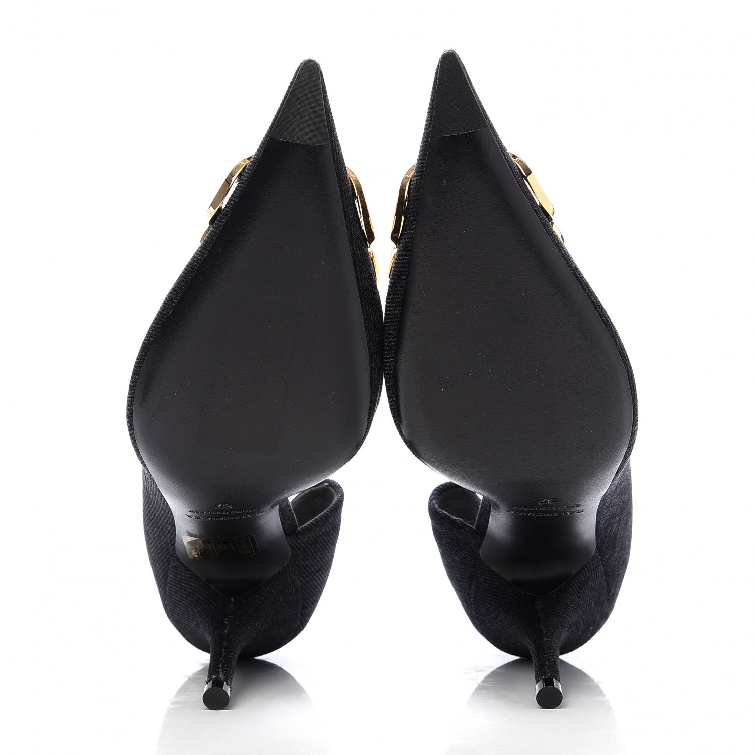 Balenciaga Denim BB D'Orsay Pointed Toe Knife 80mm Pump 37 Black 5 of 9