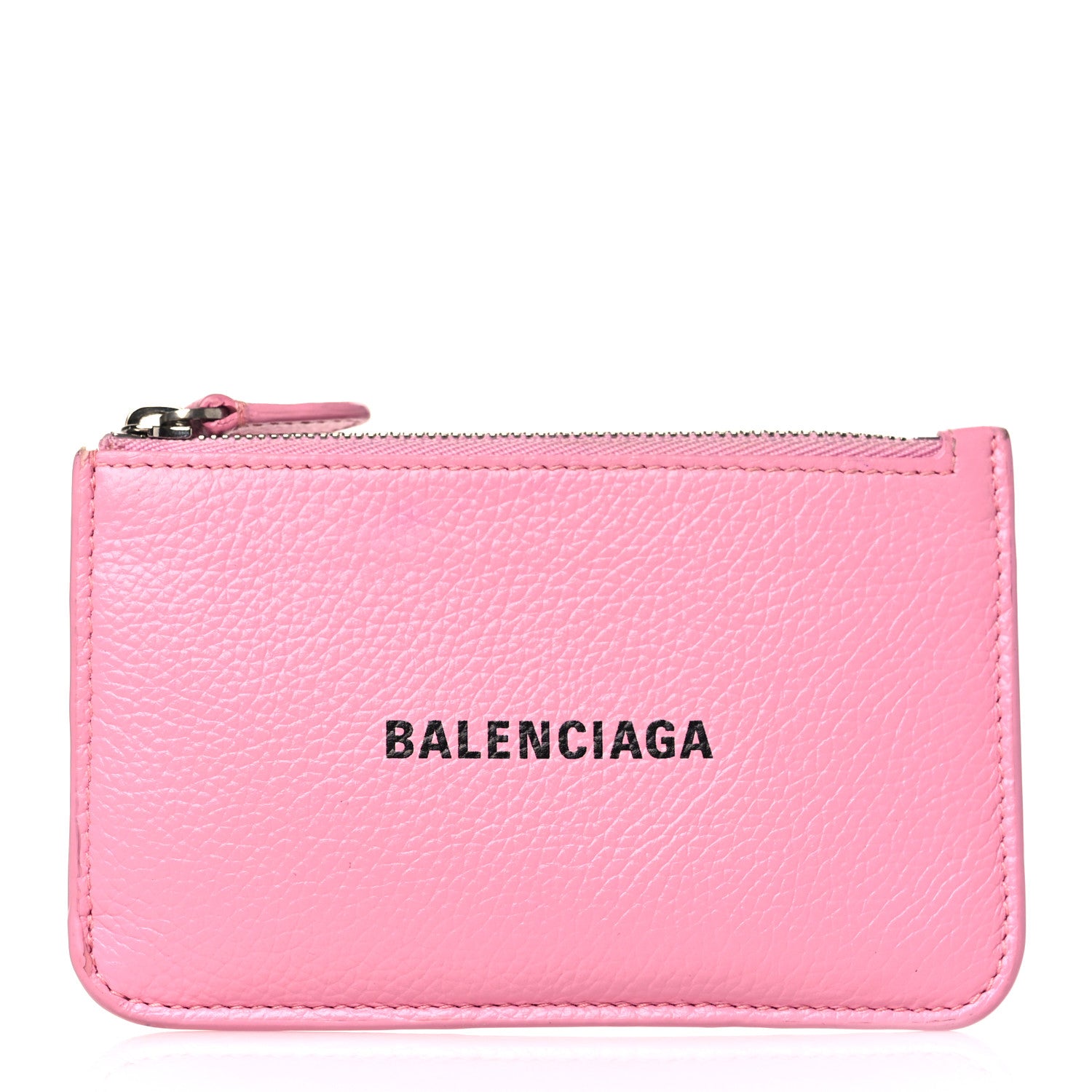 Balenciaga Grained Calfskin Logo Large Cash Long Coin Card Holder Rose Black 1 of 8