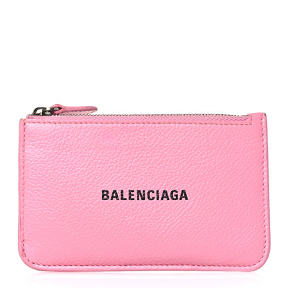 Balenciaga Grained Calfskin Logo Large Cash Long Coin Card Holder Rose Black 1 of 8