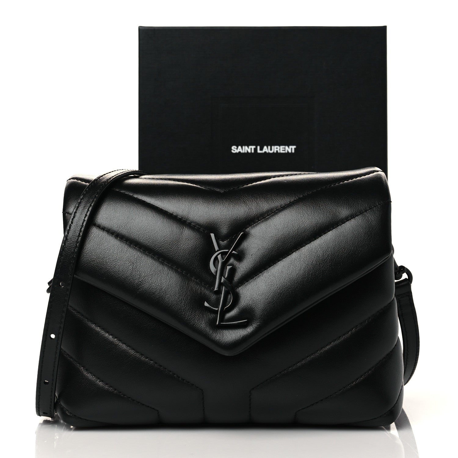 Saint Laurent Calfskin Y Quilted Monogram Toy Loulou Crossbody Bag Black 11 of 11