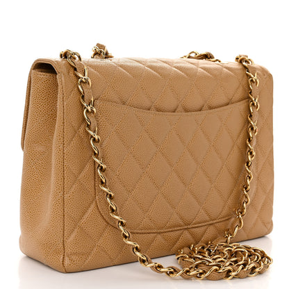 Chanel Caviar Quilted Jumbo Single Flap Beige 3 of 10
