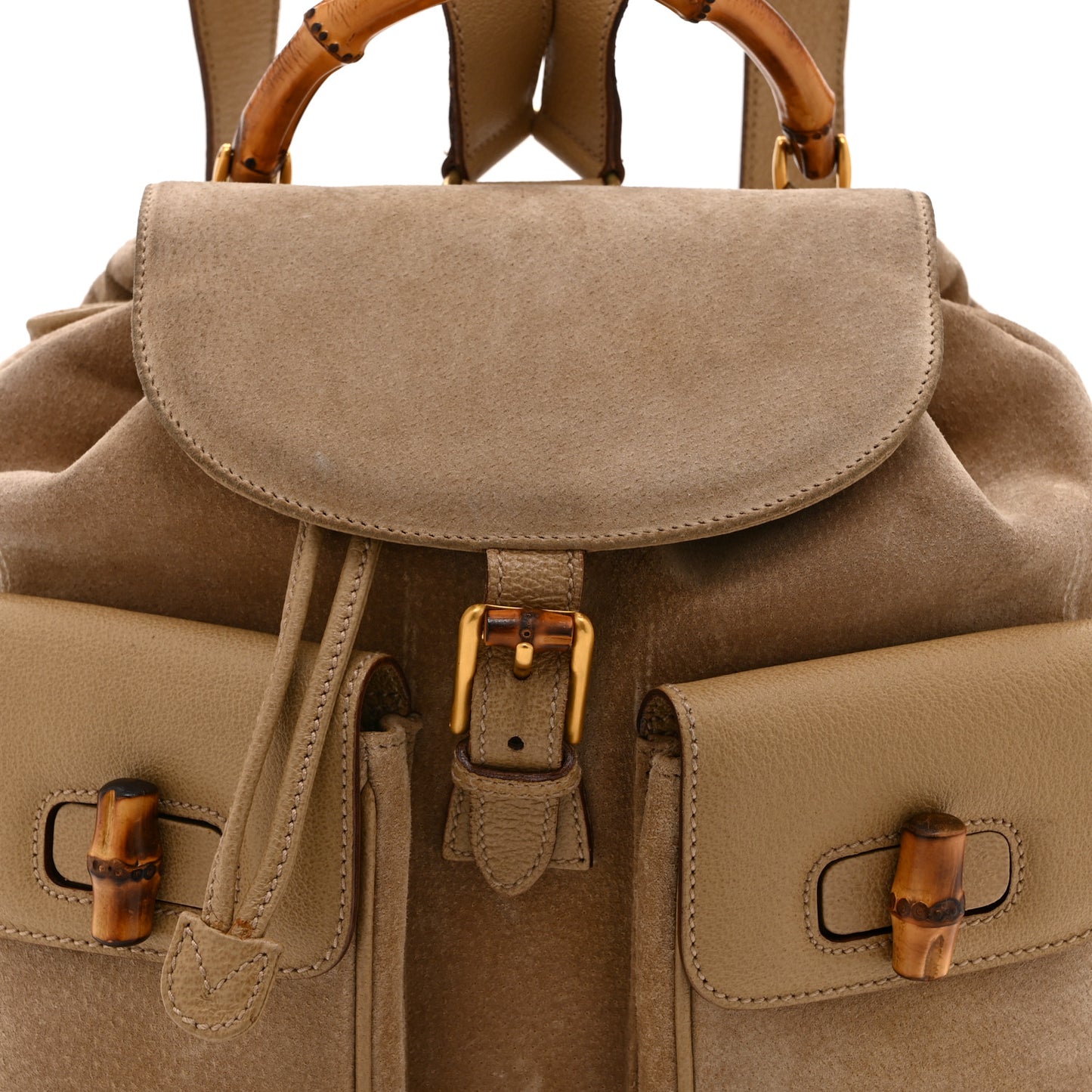 Suede Bamboo Backpack Beige