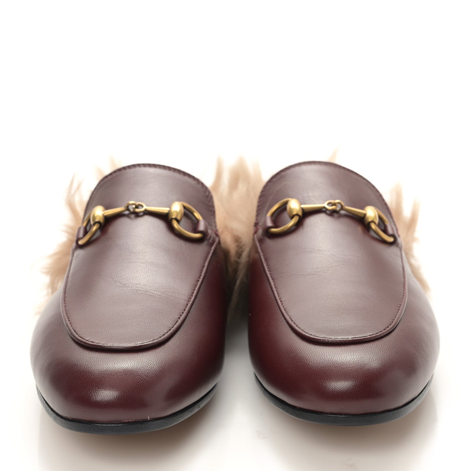 Gucci Malaga Kid Fur Womens Princetown Slippers 36.5 Vintage Bordeaux 2 of 7