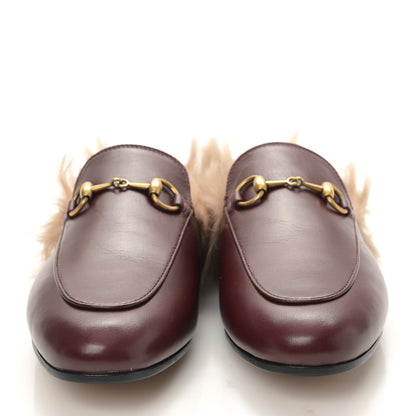 Gucci Malaga Kid Fur Womens Princetown Slippers 36.5 Vintage Bordeaux 2 of 7