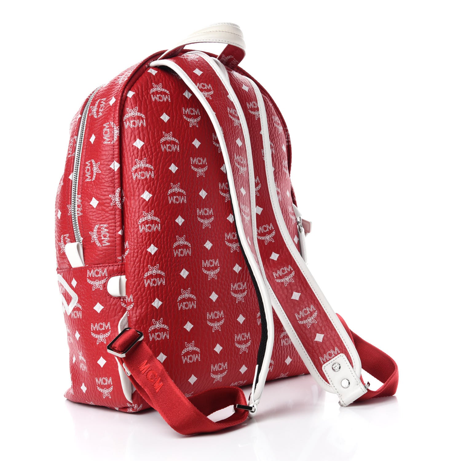 MCM Visetos Embroidered Medium Backpack Ruby Red 3 of 10