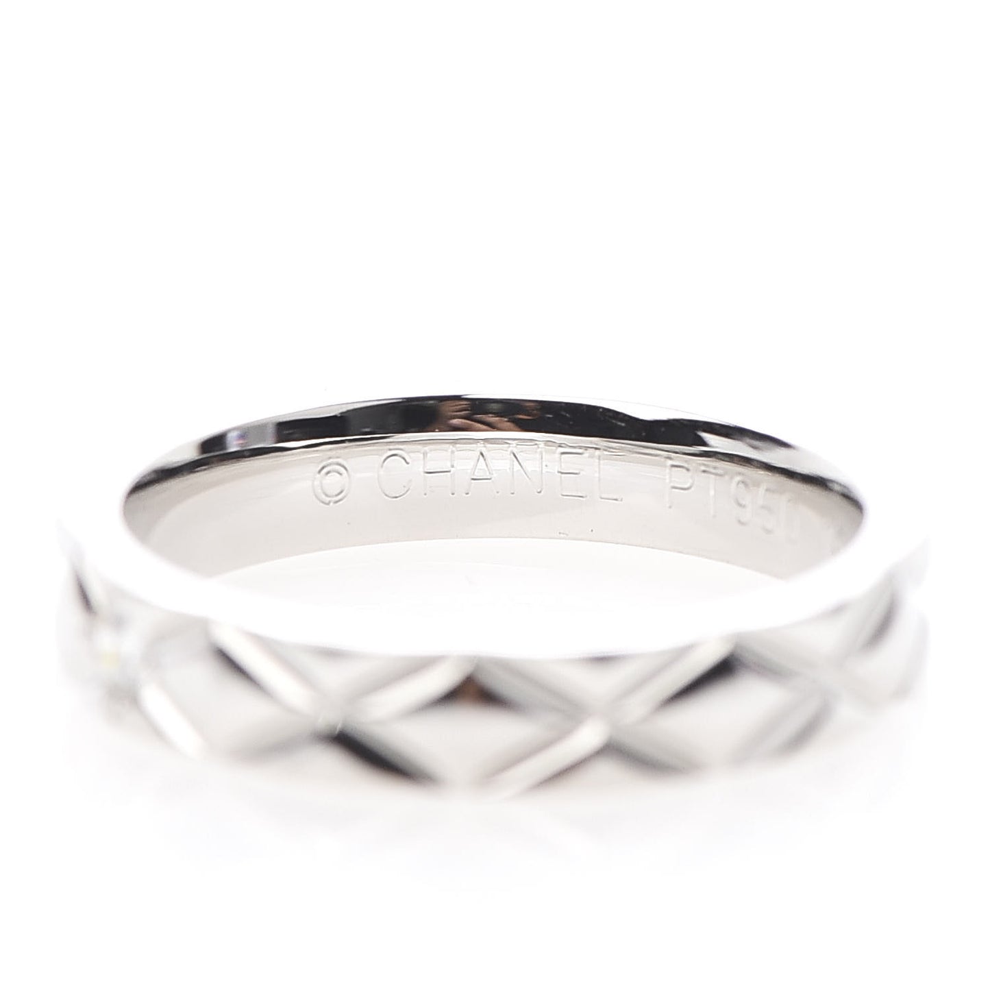 Platinum Diamond Small Matelasse Solitaire Ring 49 4.75
