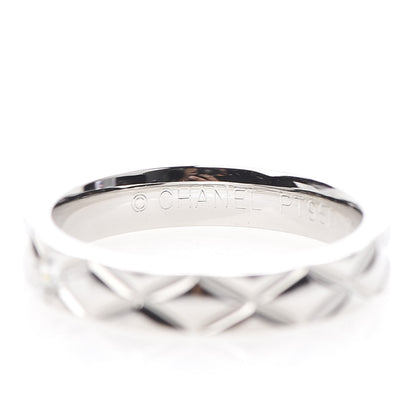 Chanel Platinum Diamond Small Matelasse Solitaire Ring 49 4.75 4 of 5