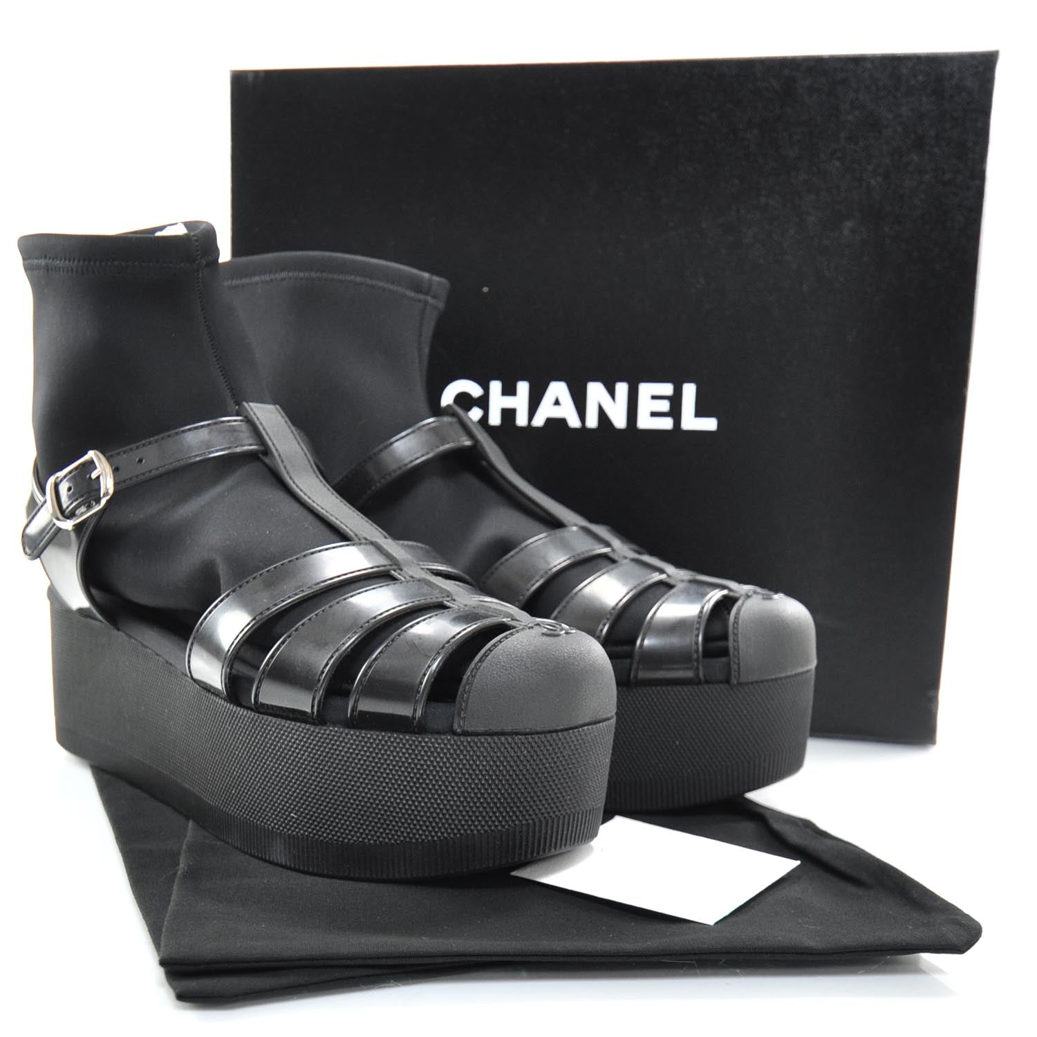 Chanel Rubber Platform Sandals 40 Black 5 of 7