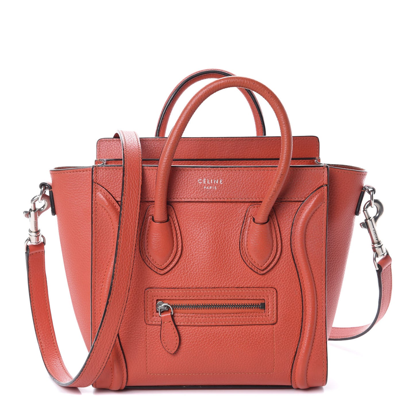 Drummed Calfskin Nano Luggage Vermillion