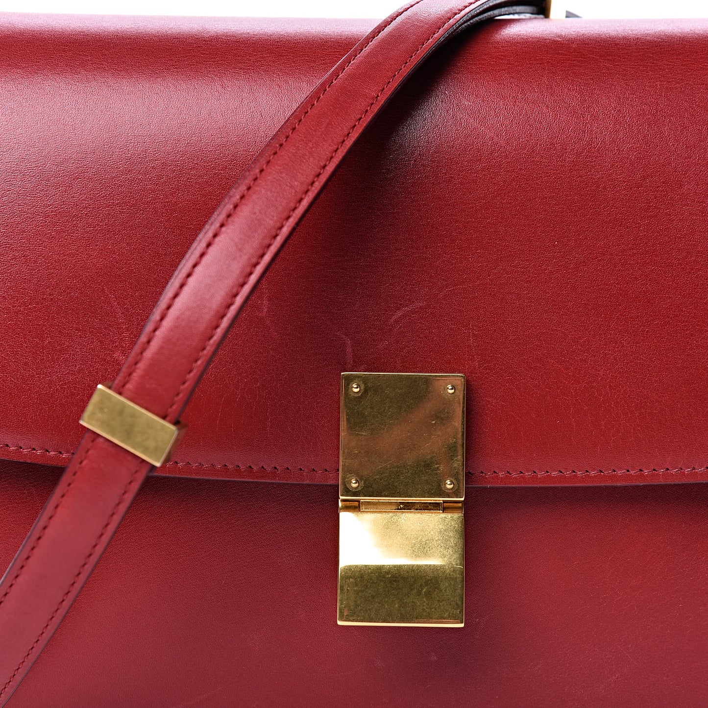 Box Calfskin Medium Classic Box Flap Bag Red