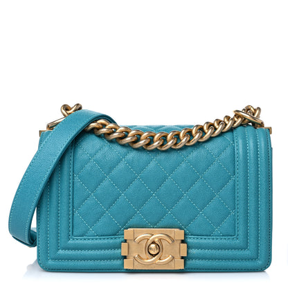 Chanel Caviar Quilted Small Boy Flap Turquoise 1 of 11