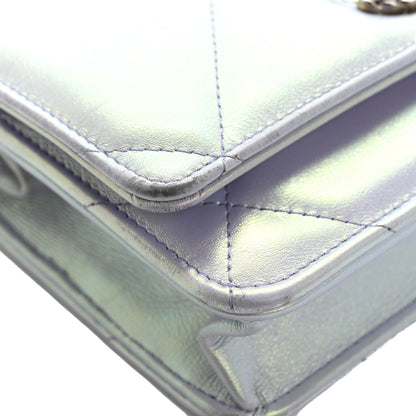 Chanel Iridescent Calfskin Quilted Chanel 19 Wallet On Chain WOC Light Purple 14 of 18