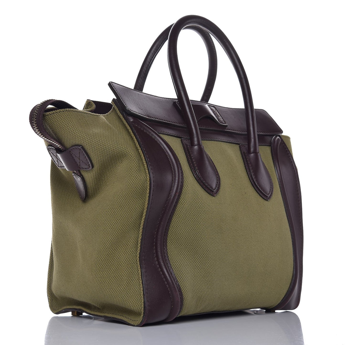 Canvas Smooth Calfskin Mini Luggage Olive