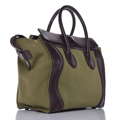 Celine Canvas Smooth Calfskin Mini Luggage Olive 3 of 19