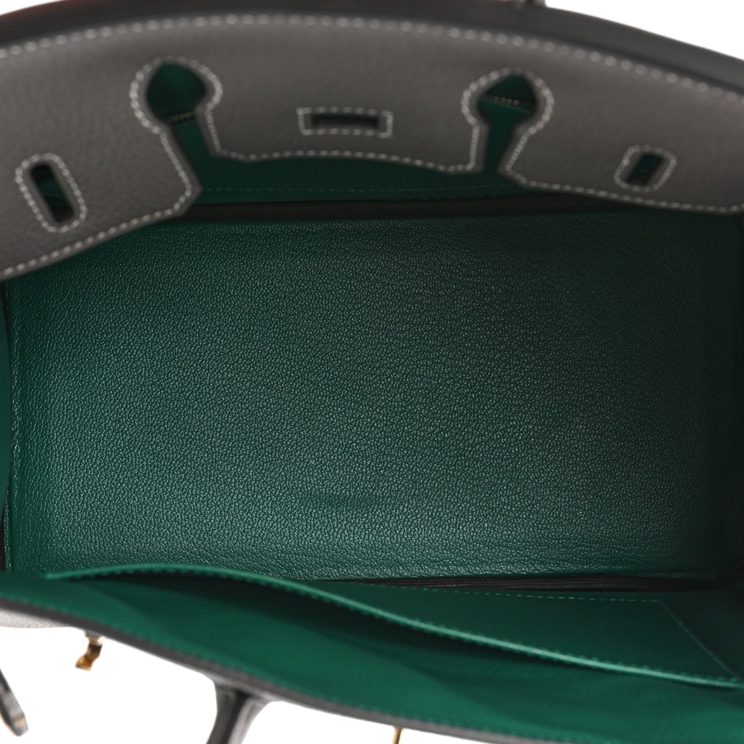 Hermes Togo Horseshoe Birkin 25 Etain Malachite 5 of 13