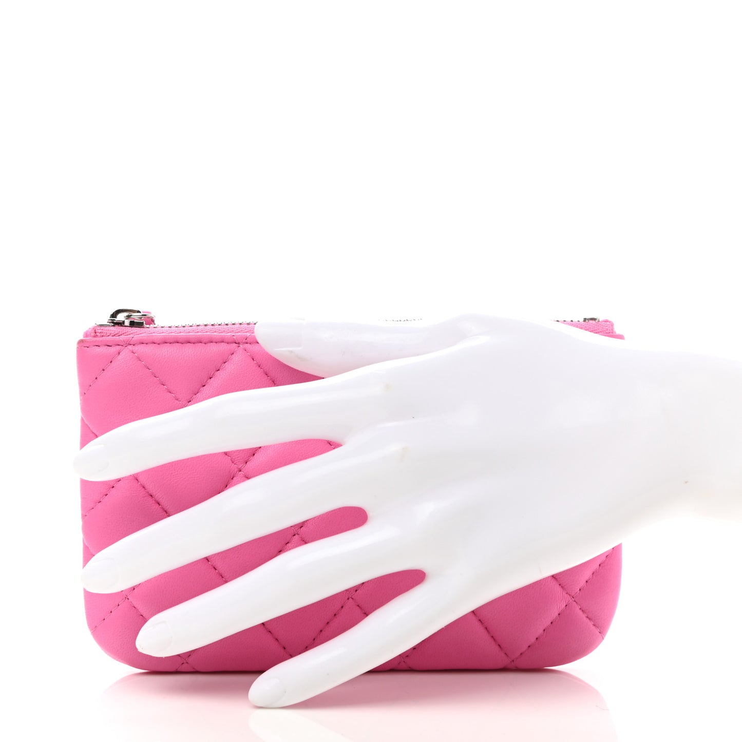 Lambskin Quilted Small Cosmetic Case Pink