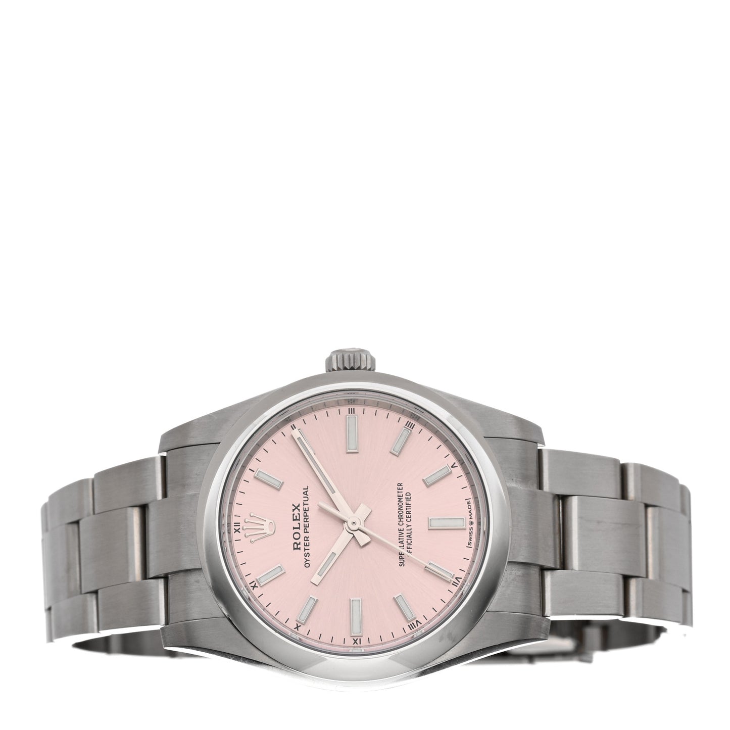Stainless Steel 34mm Oyster Perpetual Watch Pink 124200