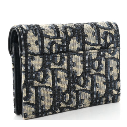 Christian Dior Oblique Saddle Card Holder Blue 3 of 8