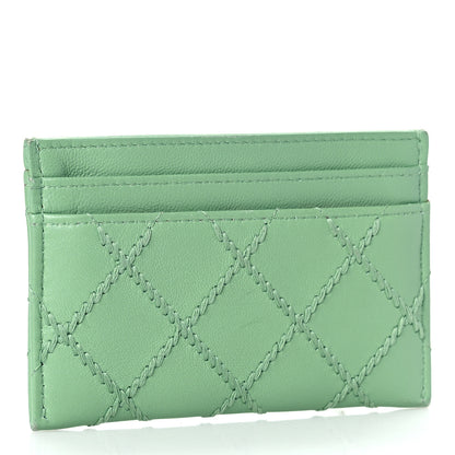 Chanel Lambskin Double Stitch Card Holder Green 3 of 11