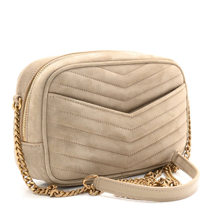 Saint Laurent Suede Matelasse Monogram Mini Lou Camera Bag Matte Gold 3 of 11