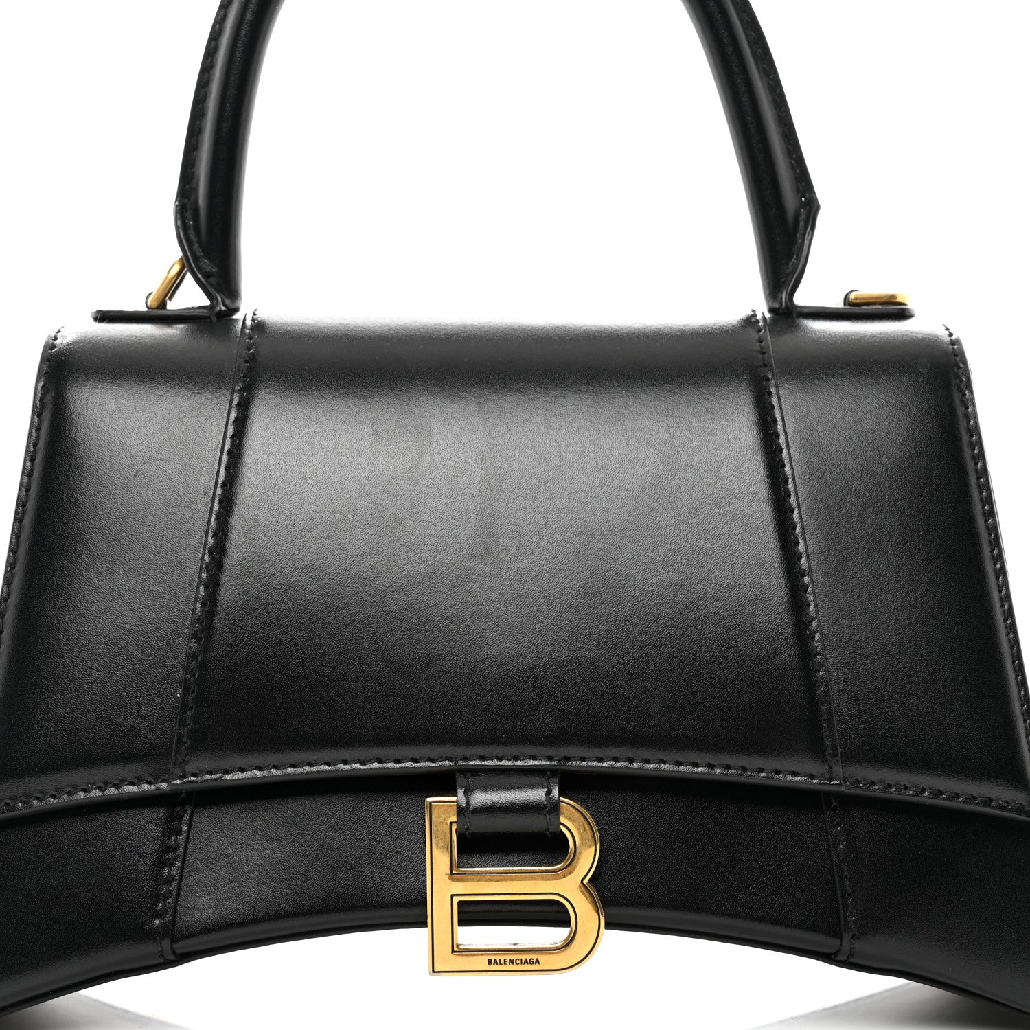 Balenciaga Shiny Box Calfskin Small Hourglass Top Handle Bag Black 5 of 9